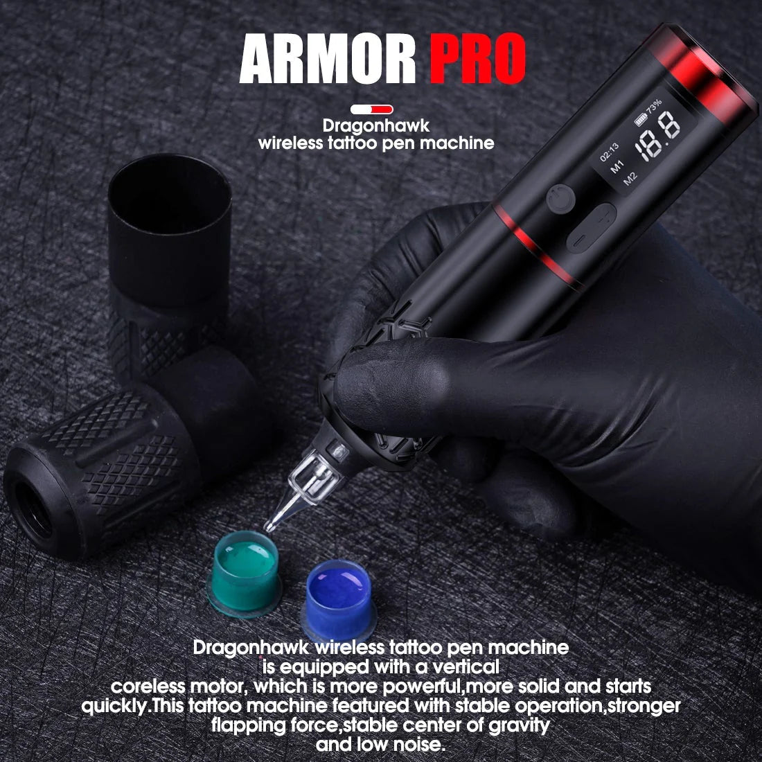 Máquina de Tatuaje Pen Inalámbrica Dragonhawk Armor Pro