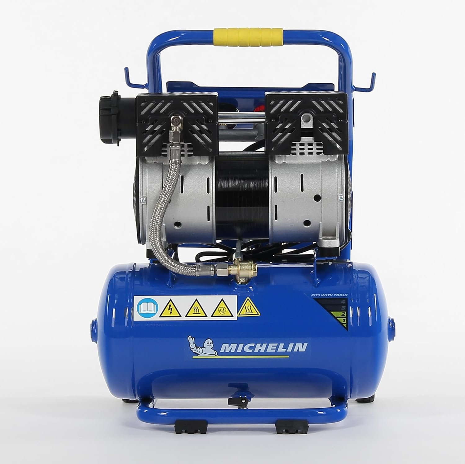 MICHELIN Compresseur d'Air Mobile Silencieux MX 10/1, Compresseur d'Air Sans Huile, Pression Maximale 8 Bar, Puissance 1 CV, Réservoir 10 litres, Niveau Sonore 58 dB LpA
