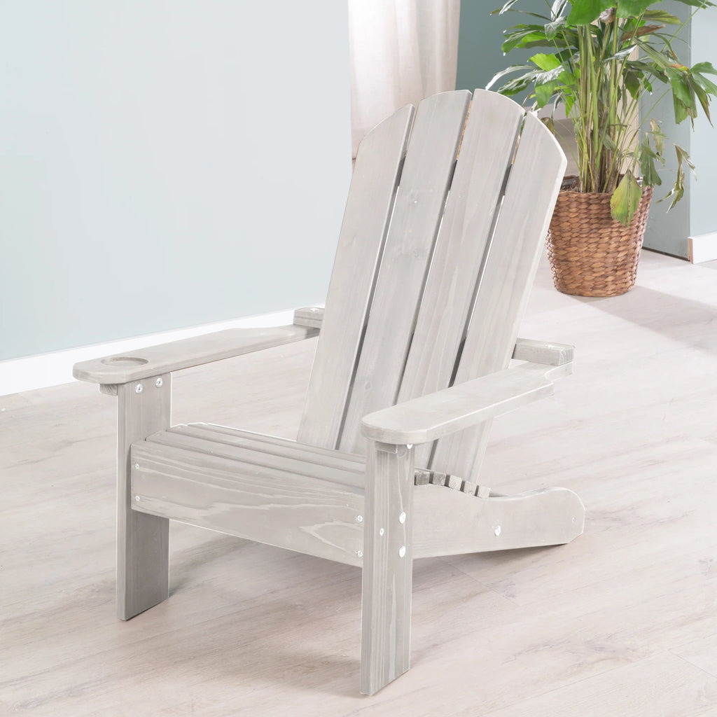 Silla infantil para exteriores "Silla de cubierta" – Silla de cubierta de madera certificada FSC – Acabado en gris grabado