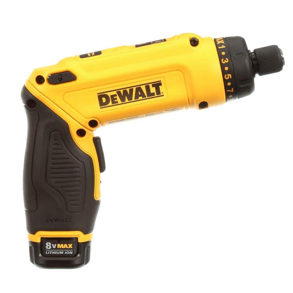 Destornillador Giroscópico Inalámbrico 8V MAX con Mango Ajustable, (2) Baterías de 1.0Ah, Cargador y Bolsa DCF680N2