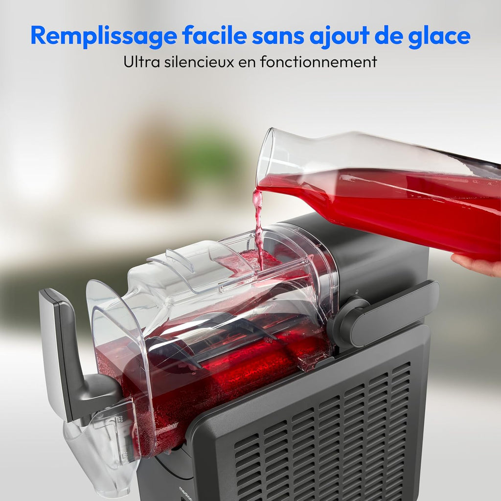 MEDION Machine à granité (boissons glacées, capacité 2,6L, réservoir 1,9L, slush machine pour boissons, 5 modes de boisson, machine a glace, préparation en 30–60min, compresseur, MD12090)