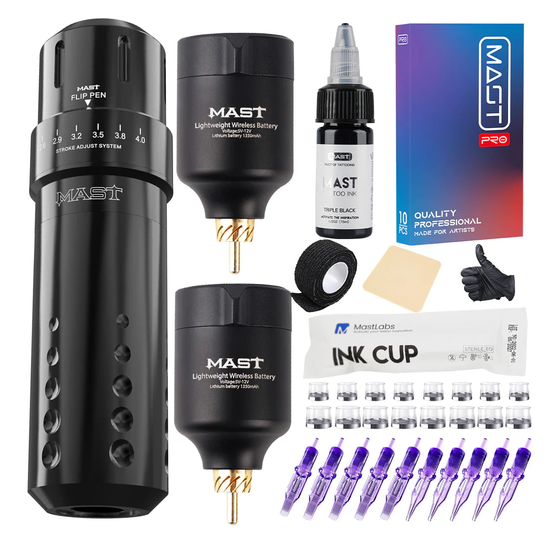 Mast Flip Kit de máquina rotativa tipo bolígrafo para tatuajes con batería inalámbrica