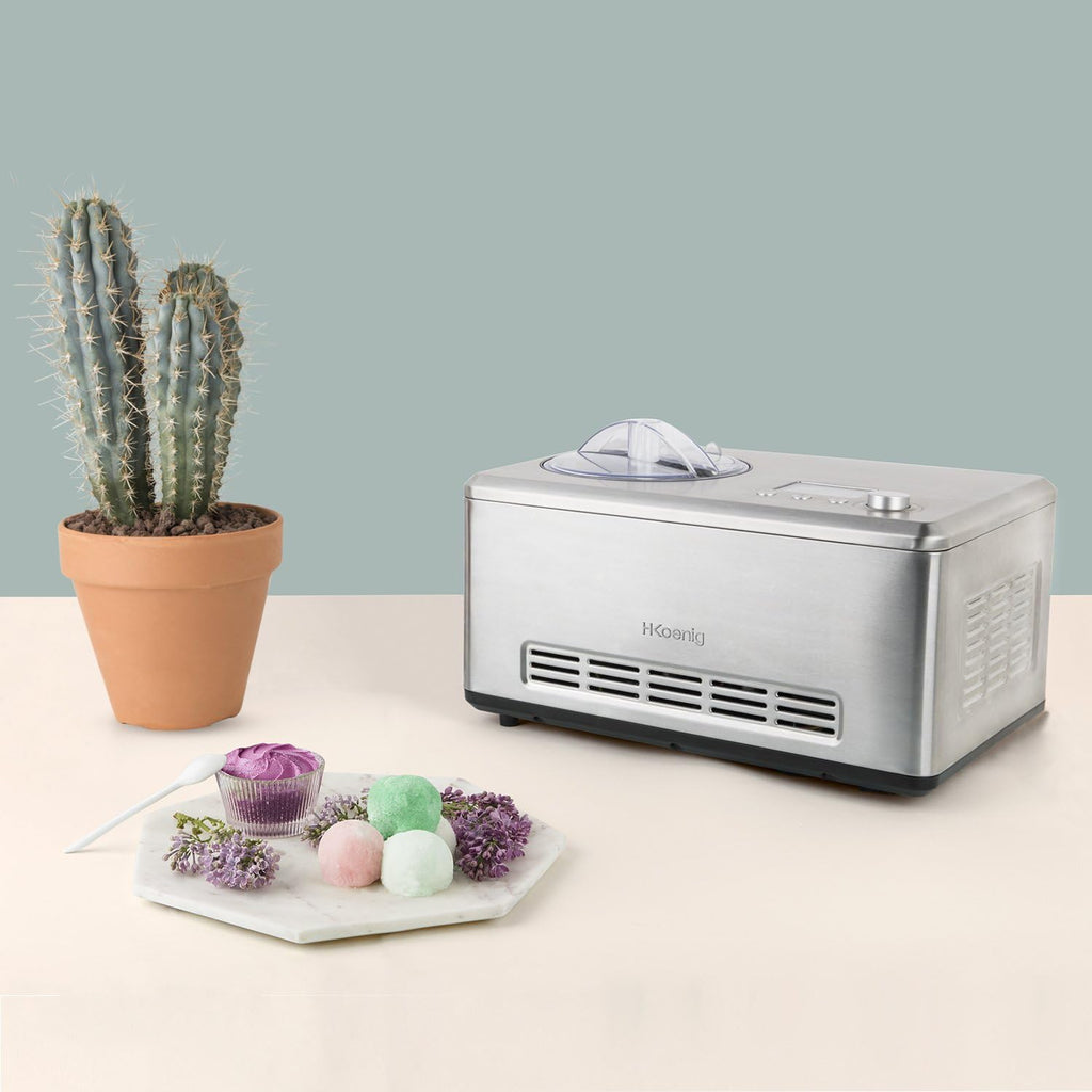 H.Koenig Sorbetière Turbine à Glace Professionnelle HF320, Machine à Glace Electrique 2L, 180 W, Réfrigérante & Maintien du Froid - Sorbet et Crème Glacée