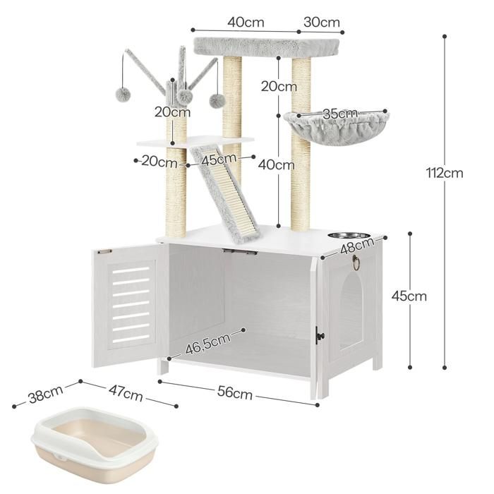 HOOBRO Arbre à Chat avec Maison de Litière pour Chat, Maison pour Chat en Bois avec Tour à Chat, Grège