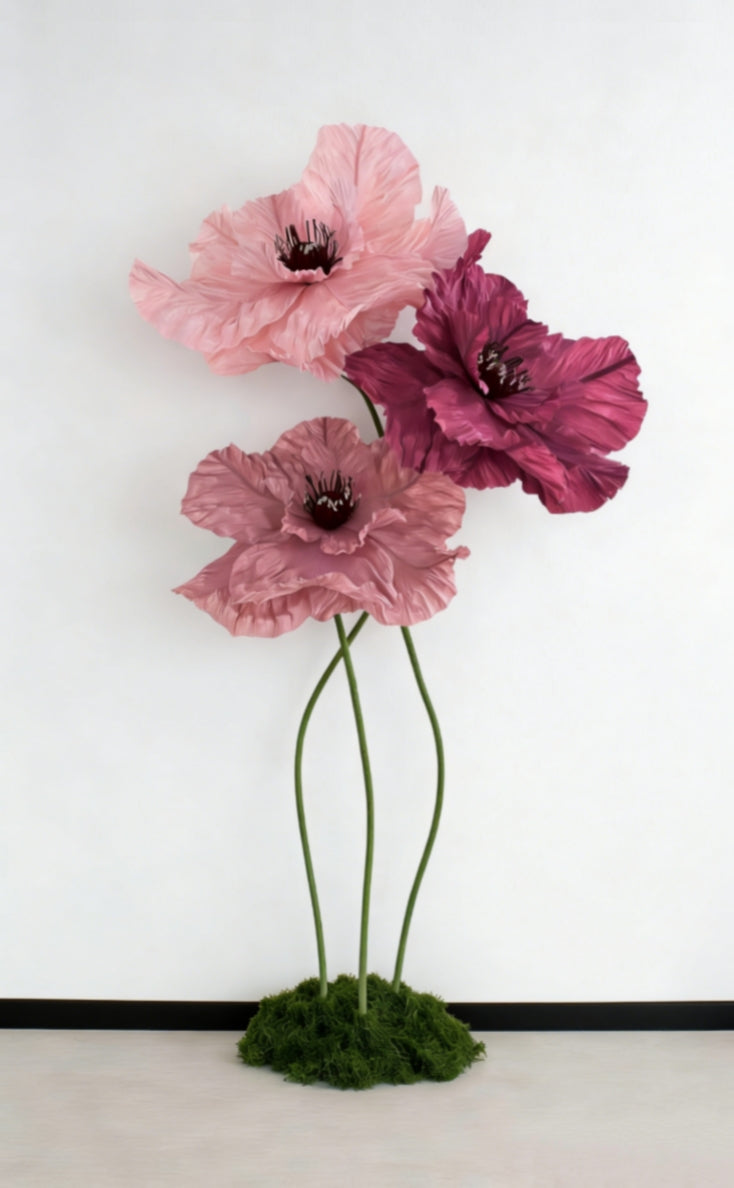 Amapola gigante de papel crepé para decoración de eventos