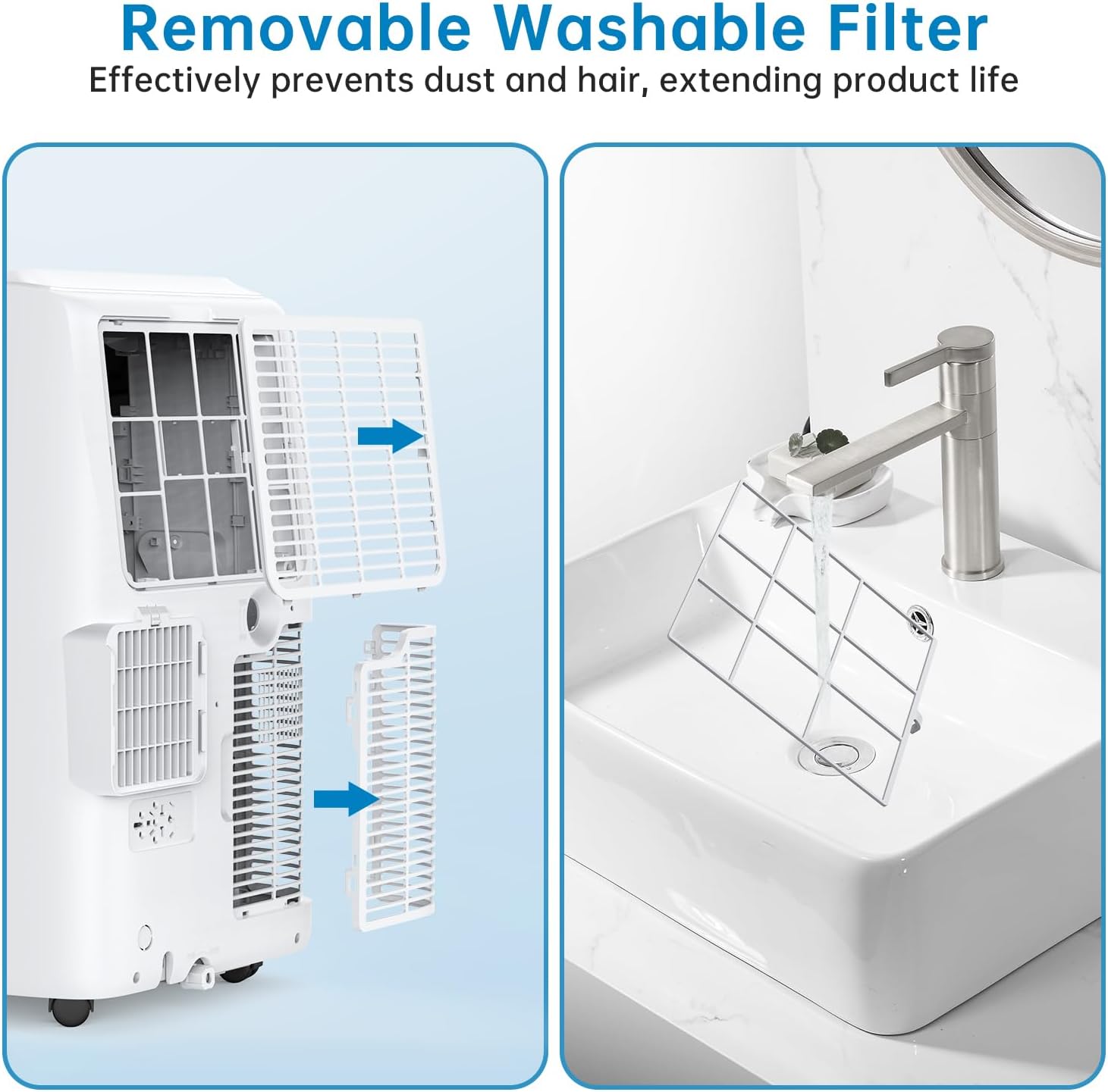 Climatiseur Mobile 12000 BTU 3-En-1 Refroidissement, Ventilateur & Déshumidificateur 45L/Jour, Silencieux