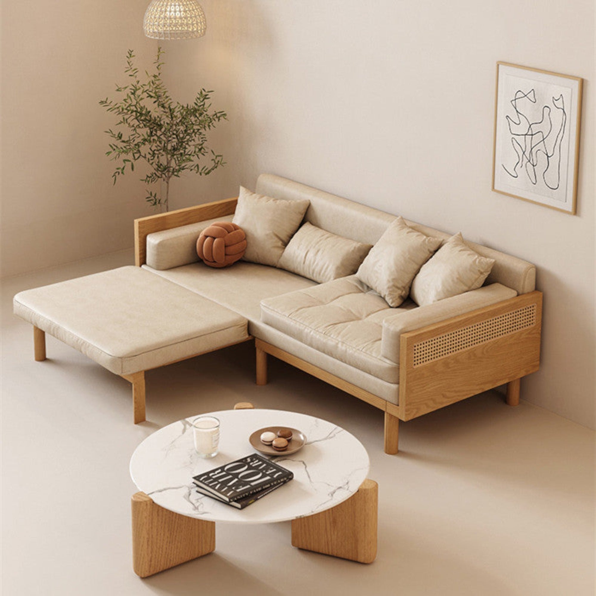 Nismaaya Multifunction Pull Out Sofa Cum Bed Solid Wood Frame