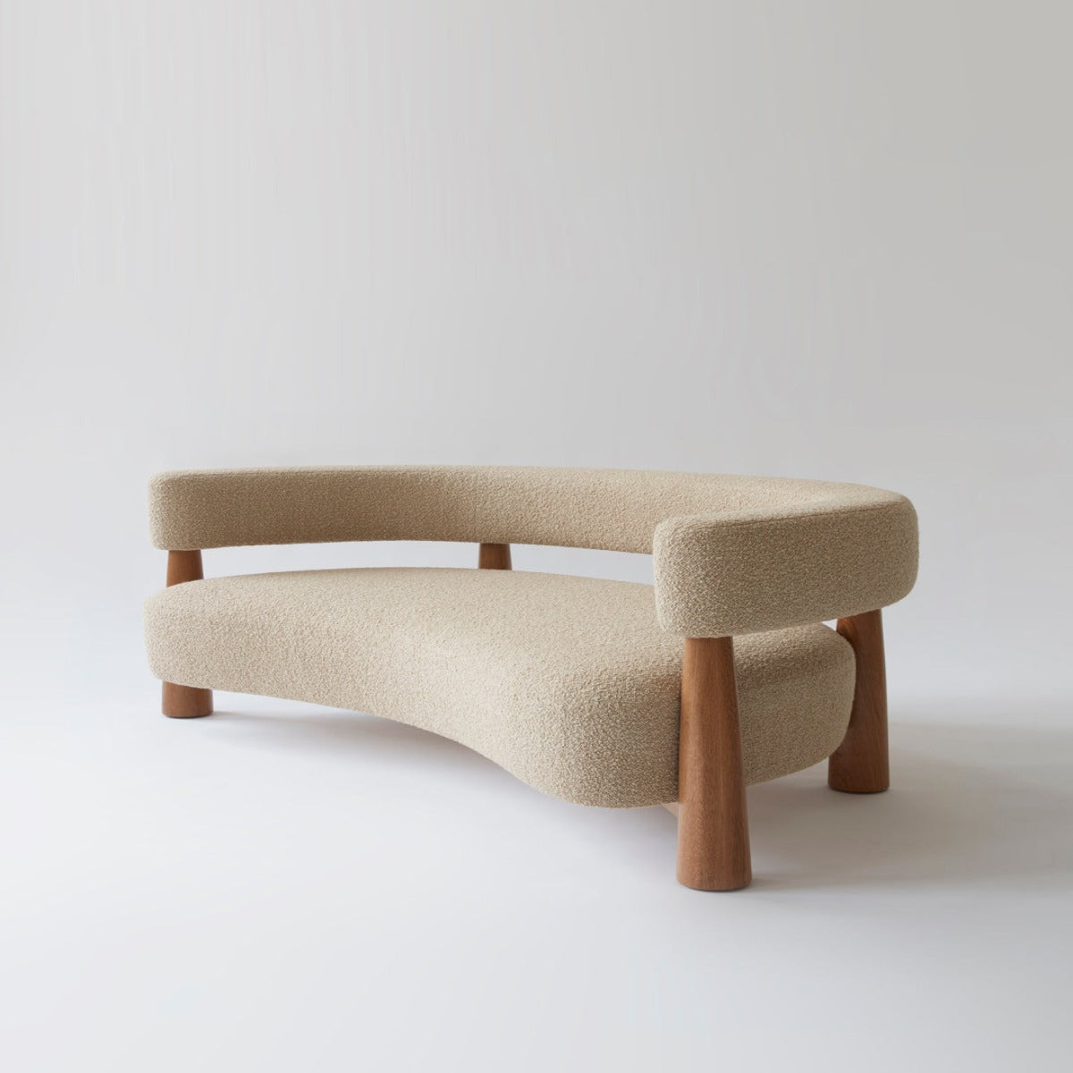 Faber 3 Seater Oak Wood Sofa White
