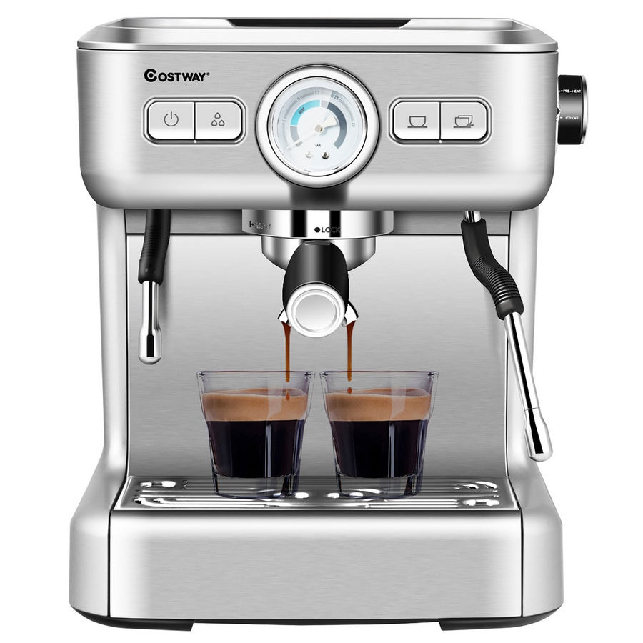 Máquina de Espresso Semi-Automática Costway con Tanque de Agua y Vaporizador de Leche
