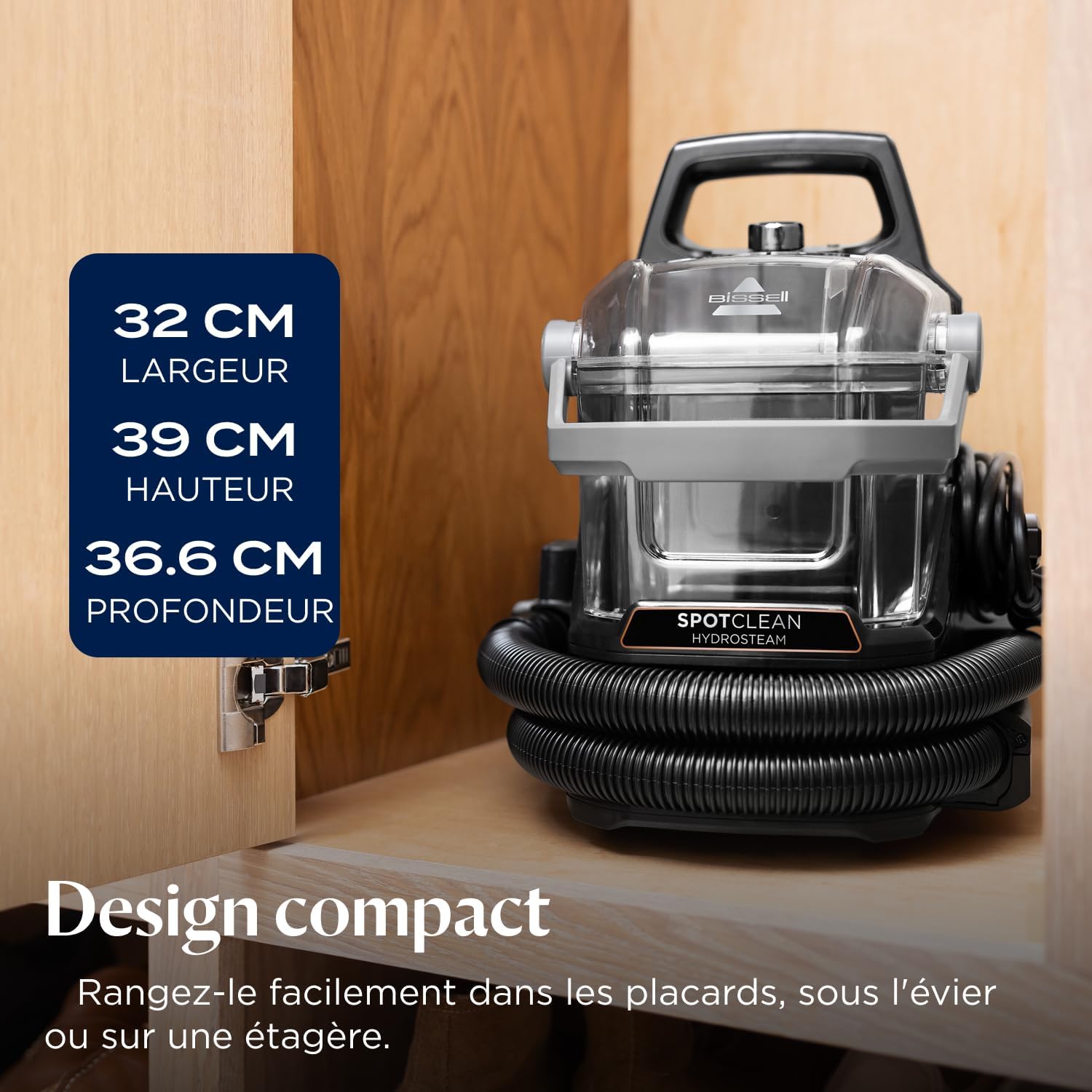 SpotClean HydroSteam, Shampouineuse Canapé, Moteur Puissant de 1000W, Nettoyeur Vapeur avec Technologie HydroSteam, Nettoyeur pour Tapis, Moquettes, Meubles, Tissus, Voiture & Plus, 3689N