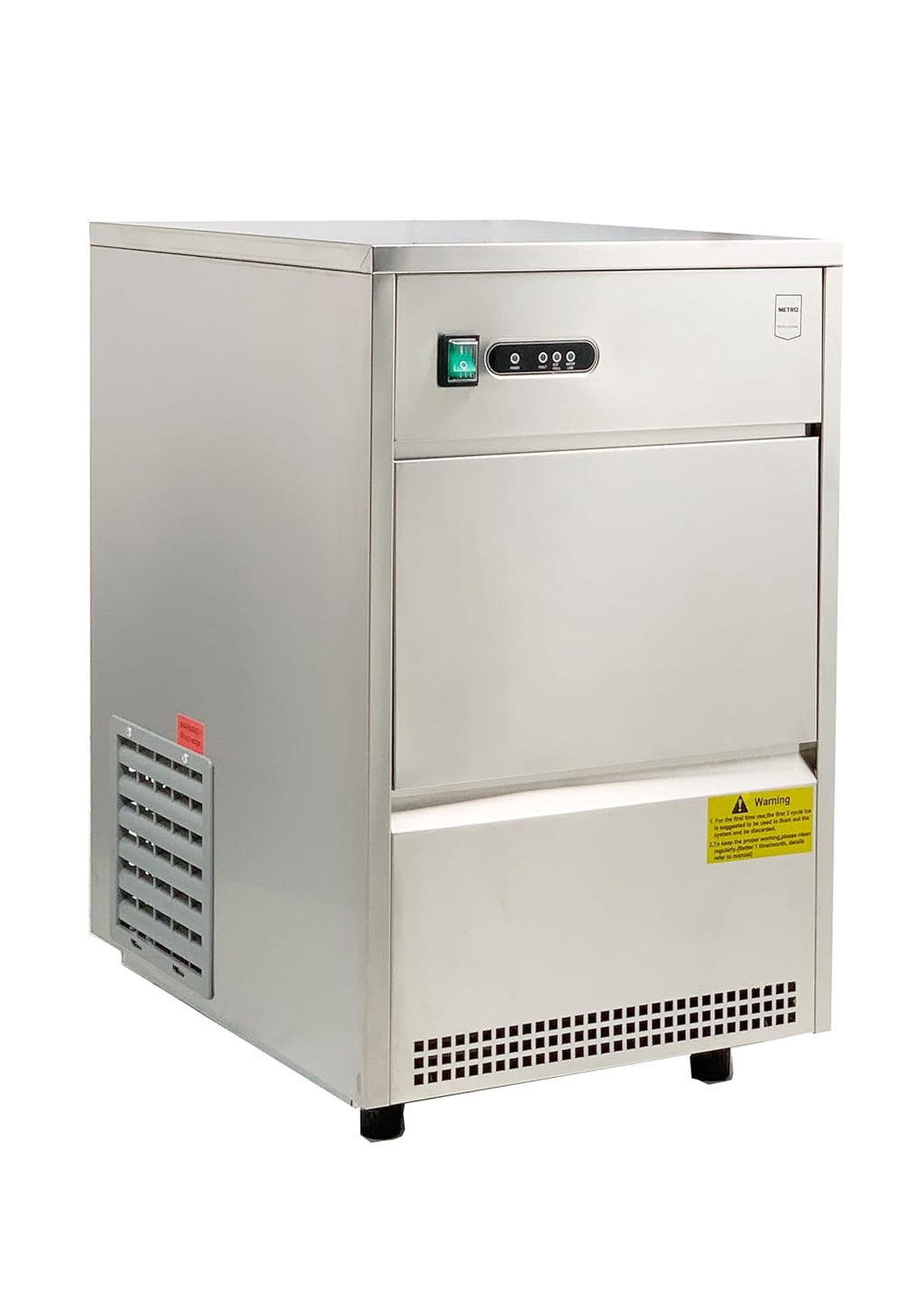 METRO Professional Machine à glaçons GIM1026B, Acier inoxydable, 42 x 51.4 x 65.5 cm, 170 W, 26 kg / 24 h, forme conique creuse, argentée