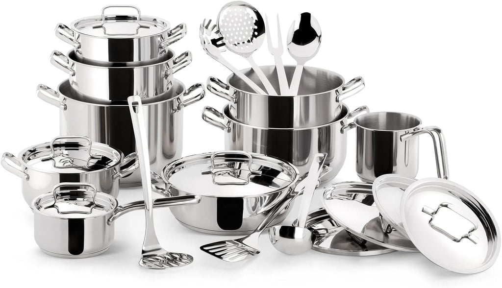 Lagostina Sfiziosa Batería De Cocina Con 24 Piezas, Acero Inoxidable, Plateado