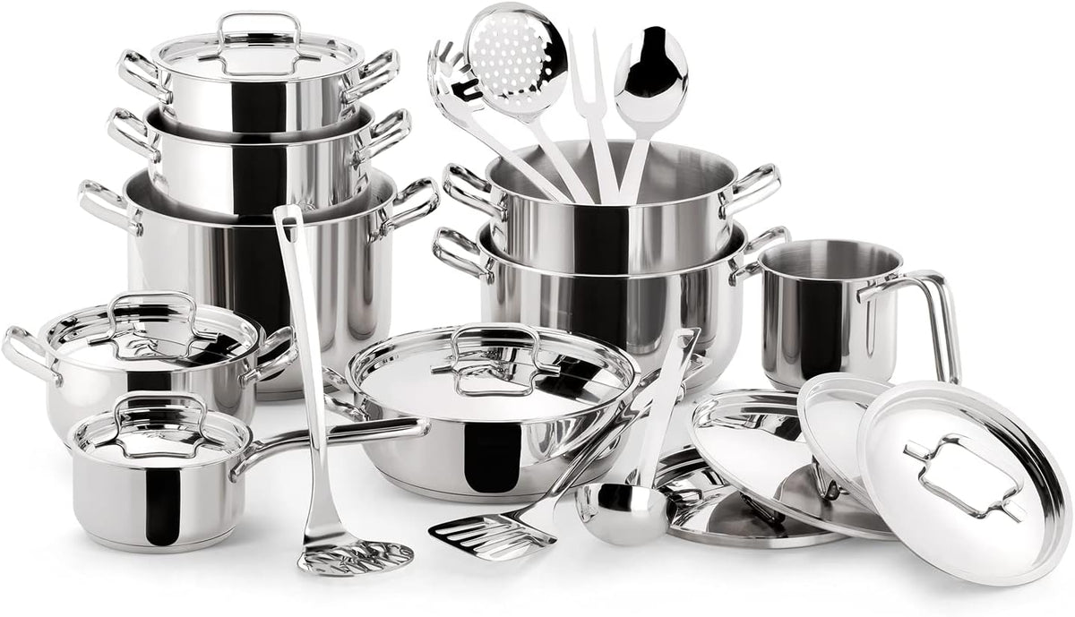 Lagostina Sfiziosa Batería De Cocina Con 24 Piezas, Acero Inoxidable, Plateado