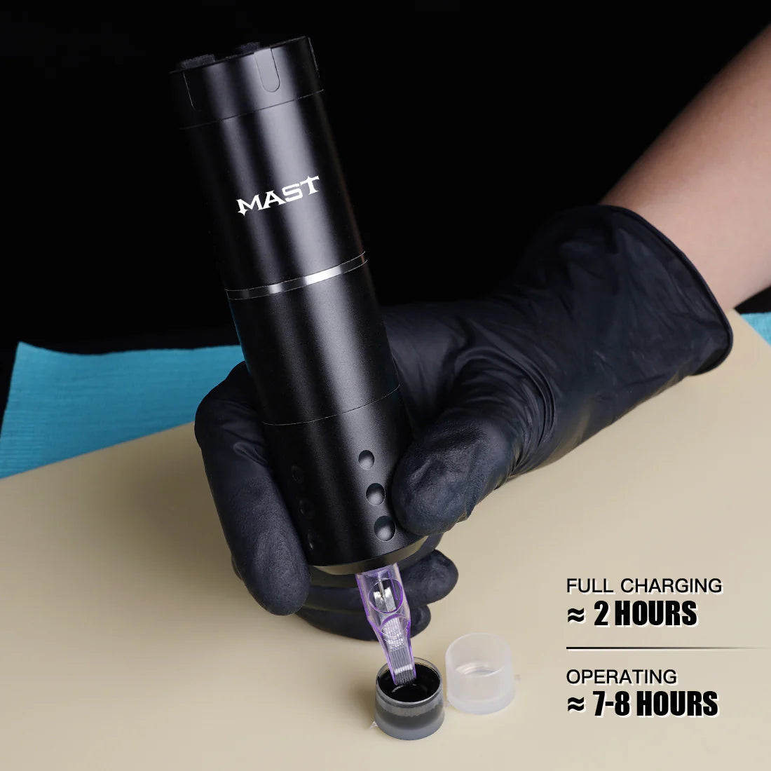Kit de Máquina de Tatuaje Inalámbrica Mast A1 con 20 Agujas de Cartucho