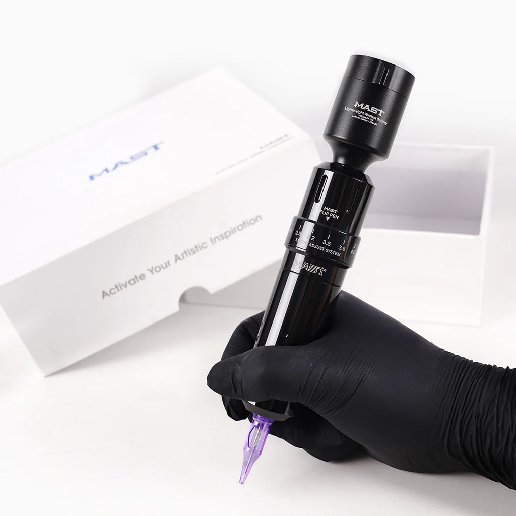 Máquina de Tatuaje Rotativa Mast Flip Tipo Bolígrafo con Kit de Batería Inalámbrica