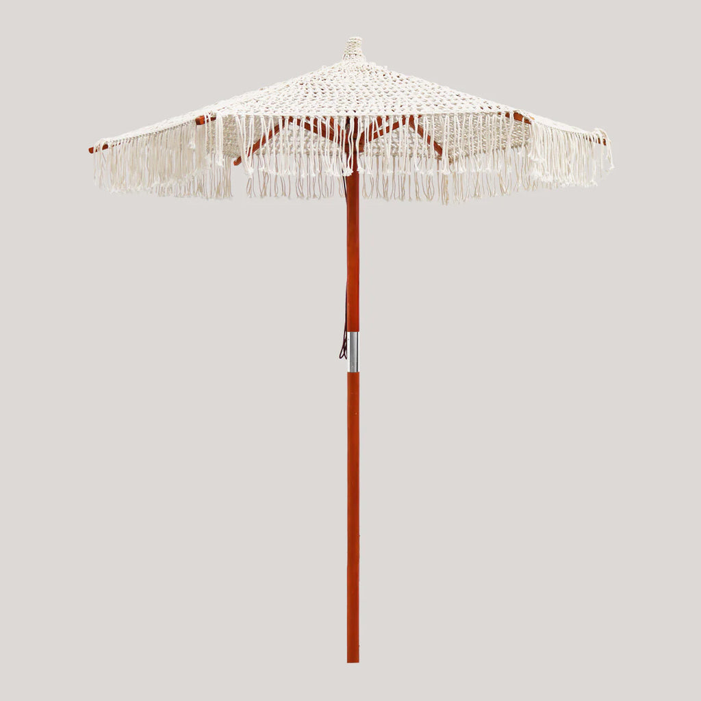 Sombrilla hecha de macramé BINIBECA para exterior ø210x229cm