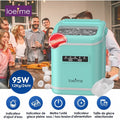 Machine à glaçons verte 12kg/24h, réservoir 1.4L, 9 glaçons en 6min, silencieuse, autonettoyante, 2 tailles de glaçons, avec poignée