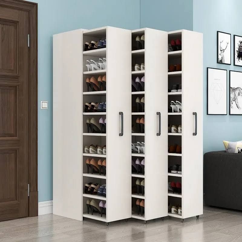 Armoire à Chaussures Coulissante Anti-Poussière de Grande Capacité, Tiroir Latéral à Roues,(Blanc)