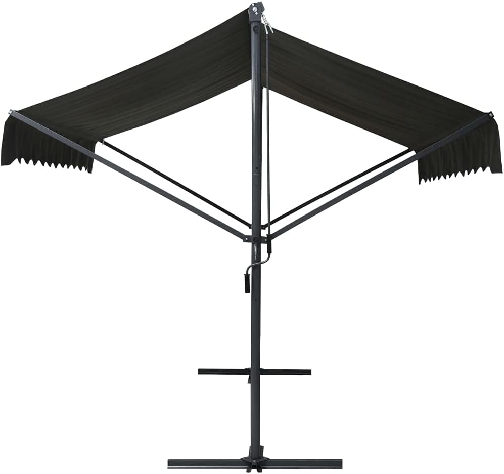 Festnight Store Double Pente 5 x 3 m Store banne Double Pente Store terrasse rétractable Inclinaison réglable pour Balcons Terrasse et Jardin-Anthracite-5 x 3 m