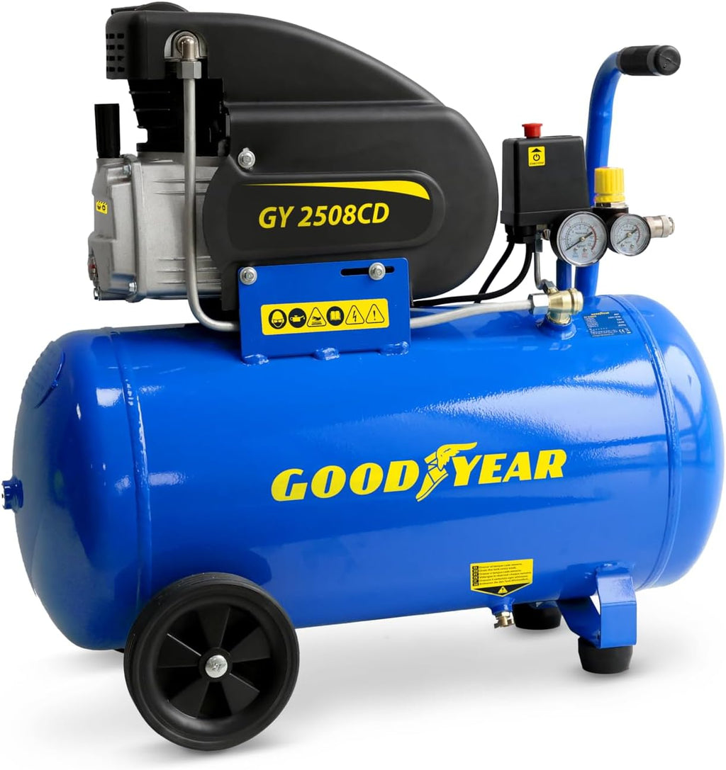 GOODYEAR - Compresseur d'air 50L 230V 8 bar 115 PSI Débit max 210 L/min Silencieux