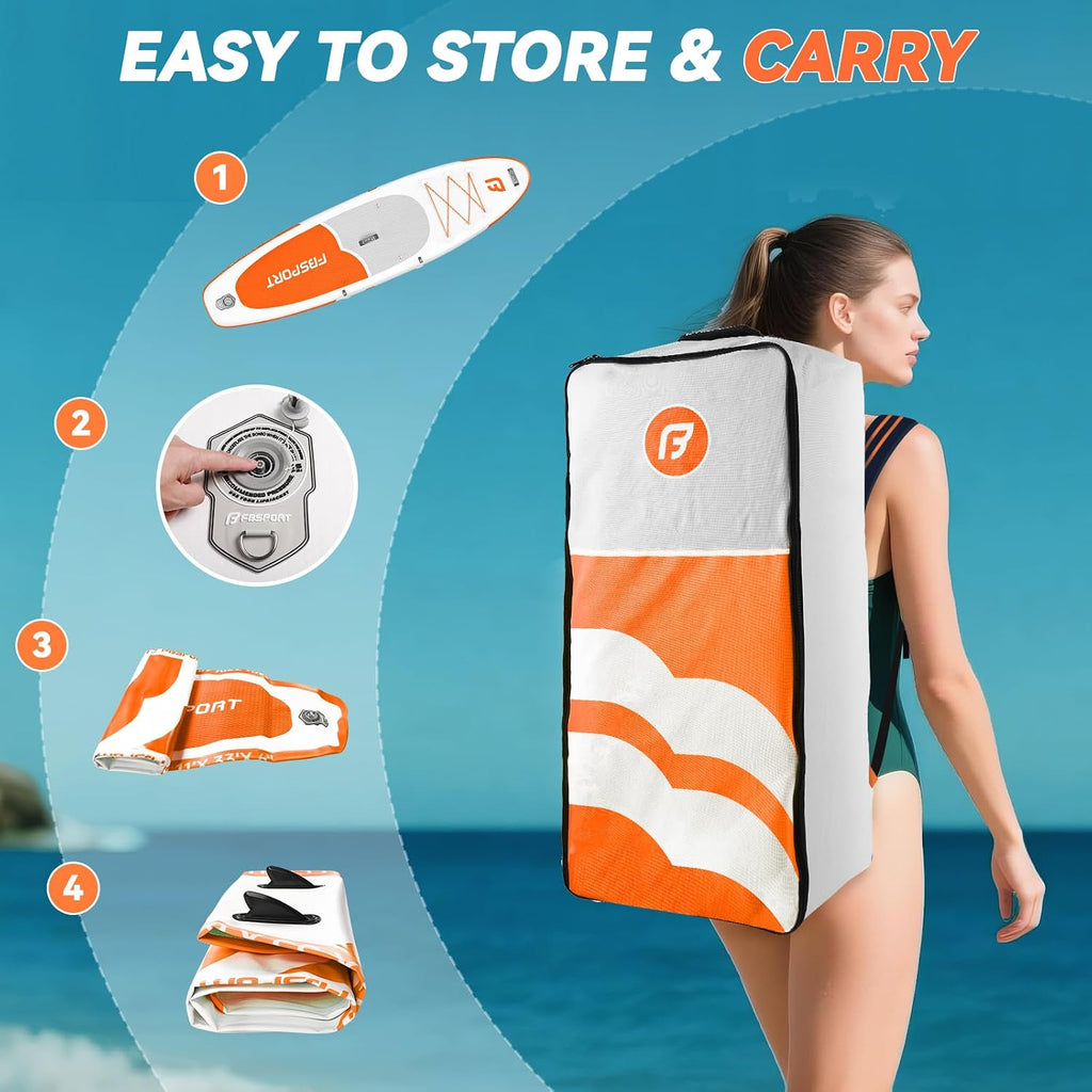 FBSPORT Paddle Gonflable Adulte 335 cm, Planches de Stand Up Paddle, 160kg de Capacité de Charge avec Pont Anti-dérapant, Set Complet avec Pagaie, Pompe, Sup Board pour Yoga, Surf en Voyage