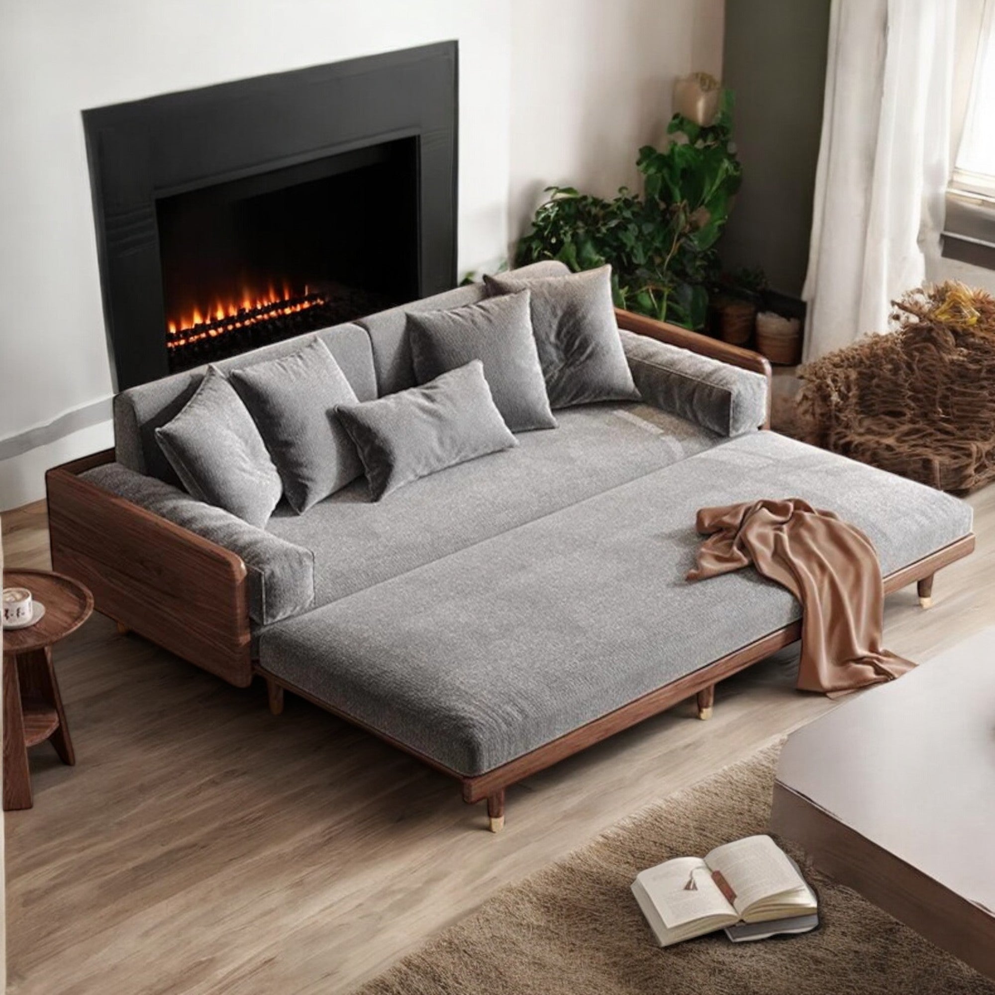 Nismaaya New and Stylish SERENIT Sofa Cum Bed Solid Teak Wood