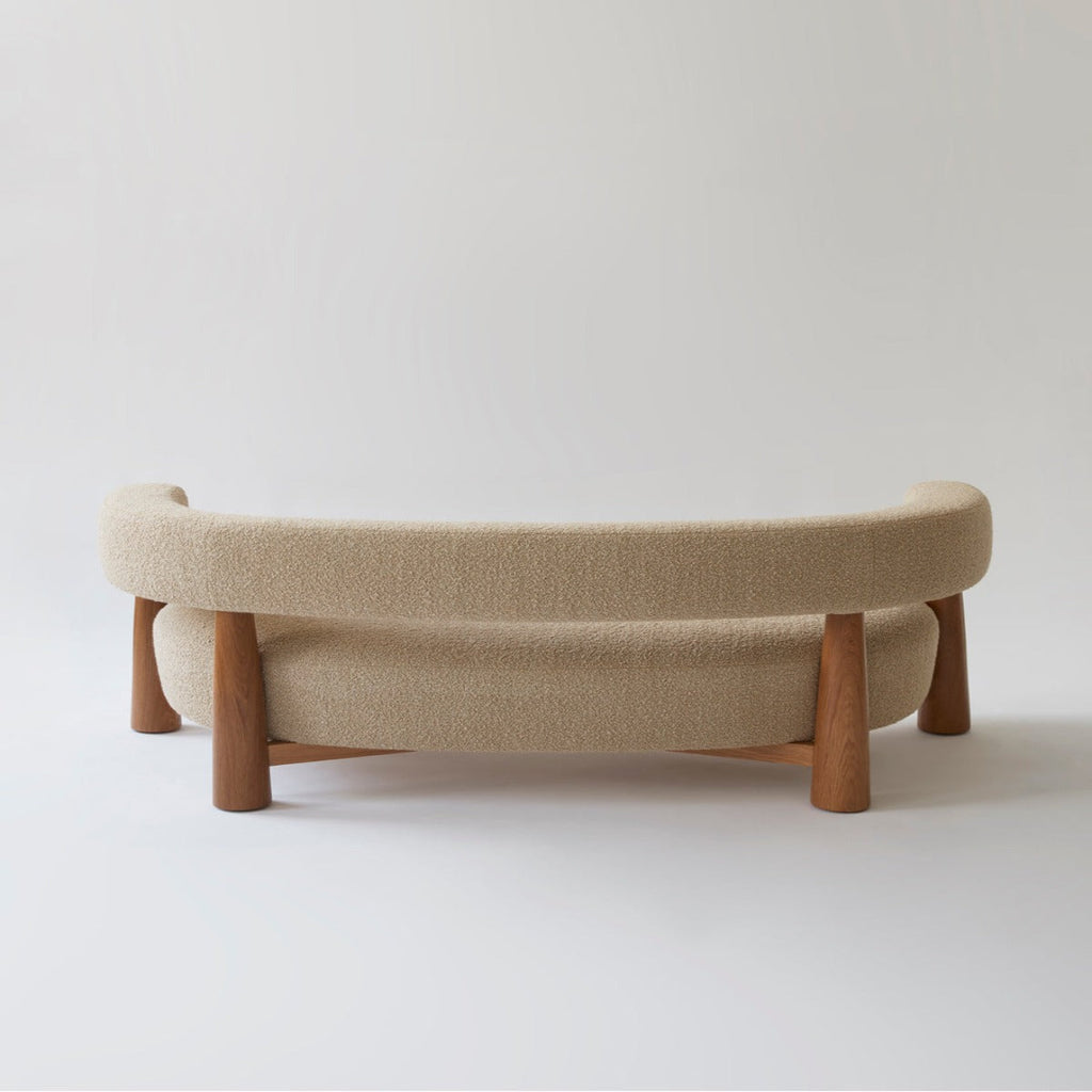 Faber 3 Seater Oak Wood Sofa White
