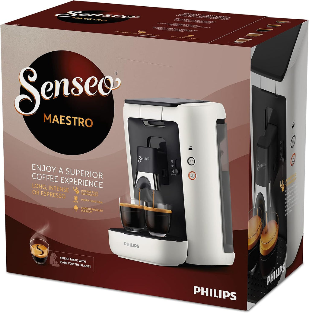 Philips Domestic Appliances CSA260/11 Senseo Maestro Machine Ã€ Café Dosettes Avec Réservoir D'Eau De 1,2 Litre, Sélection L'Intensité Du Et Fonction Mémo, Produit Vert, Couleur : Blanc