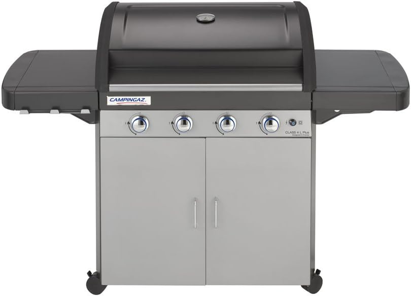 Campingaz Barbecue à gaz Class 4 L Plus, 4 brûleurs, Puissance 12.8kW, Système de nettoyage facile InstaClean, Grille et plancha en fonte double émaillage, 2 tablettes latérales