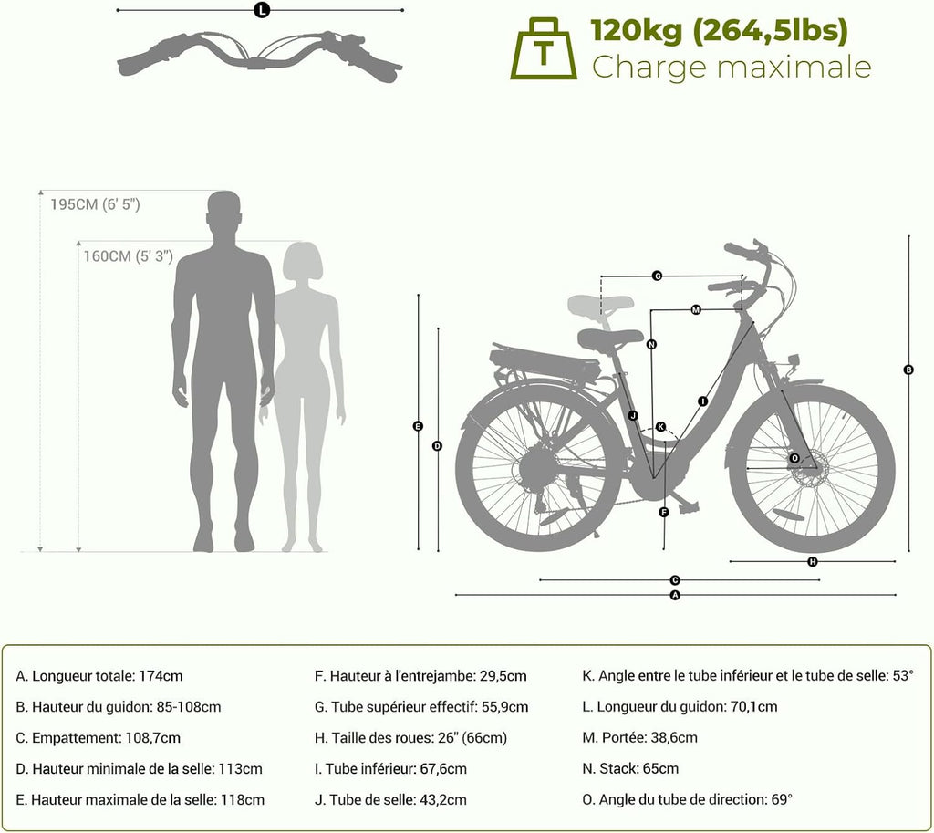 Eleglide C2 Vélo Électrique Adulte, 100Km Autonomie, Batterie Amovible, Freins Hydrauliques, Suspension Avant, 7 Vitesses, Vélo électrique à Moteur Central, Confortable pour Ville/Trekking