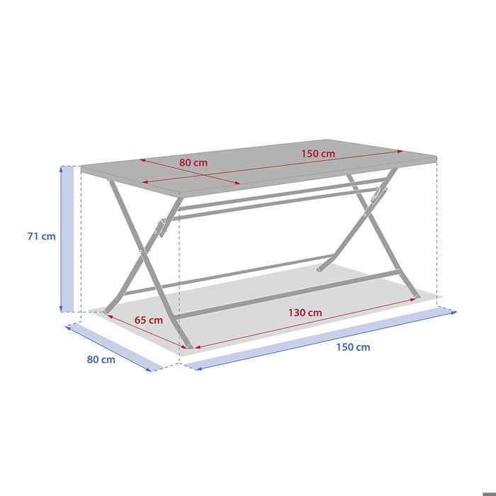 Table de jardin pliante carrée "Greensboro" pétrole 2 places en acier traité époxy - Hespéride