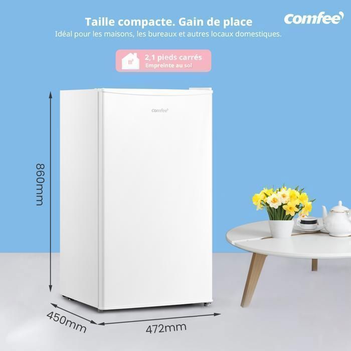 Réfrigérateur Top - Comfee RCD93WH2(E)- 93L -Classe E - 45 x 47,2 x 86 cm - Blanc