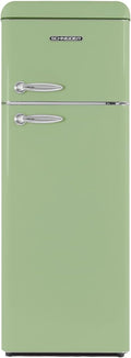 SCHNEIDER SCDD208VVA, Réfrigérateur 2 portes, 211L (172+39), Froid statique, Dégivrage automatique, 3 clayettes verre, Thermostat réglables, Pieds réglables,Vert amande