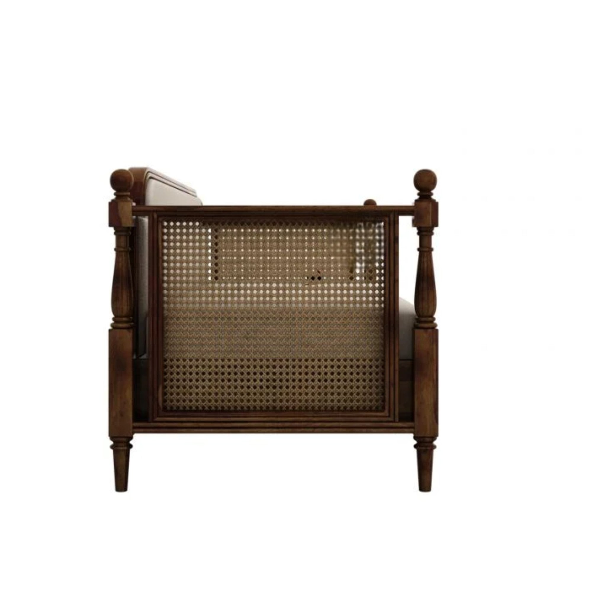 Nismaaya Dyuti Sheesham Wood and Cane Divan Bed with Ivory Mattress
