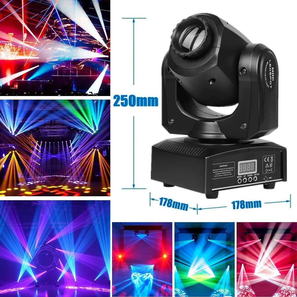 Lot 4 éclairages scène LED moving head RGBW, flight case, DMX, effet rotatif