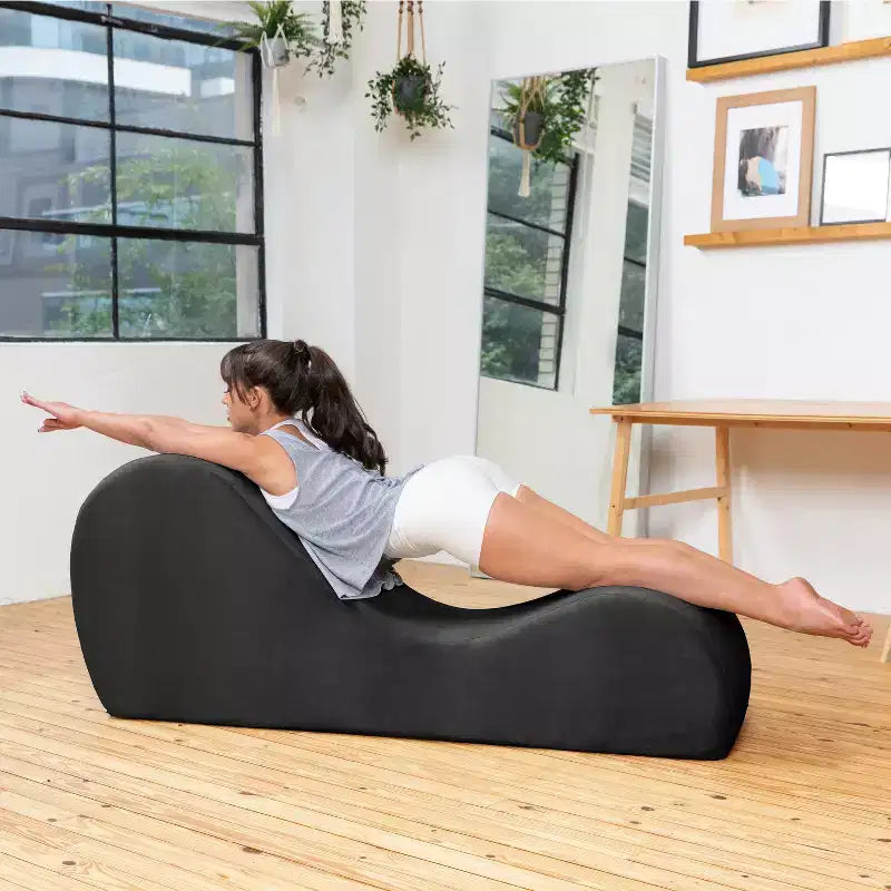 Avana Sleek Chaise Lounge for Yoga - Made in The USA - Great for Stretching, Relaxation, Exercise & More, 60D x 18W x 26H Inch, Light Grey