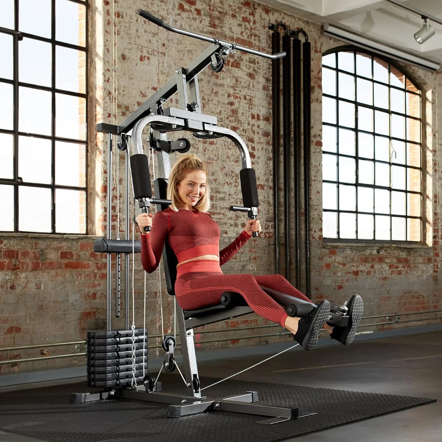 Tectake station musculation complète, cage traction, papillon, jambes, maison