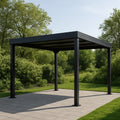 Abri de voiture en aluminium carré, dimensions : 560 x 290 x 265 cm, couleur noire