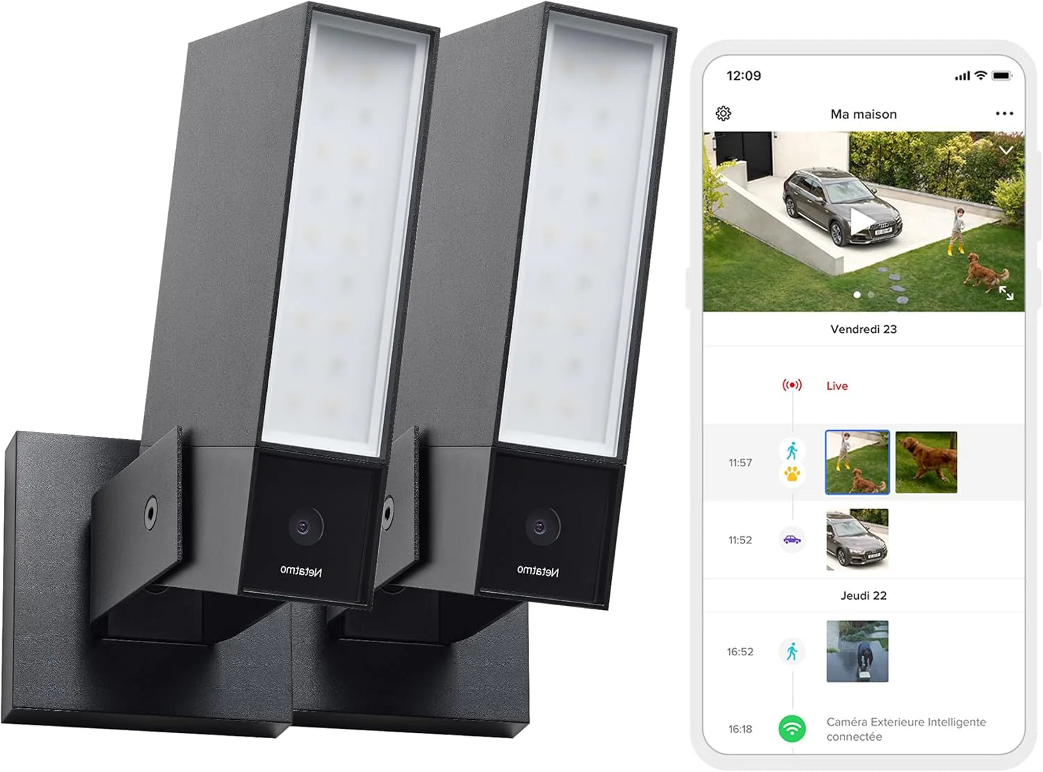 Netatmo pack 2 caméras extérieures, 1920p, WiFi, détection pers./animaux