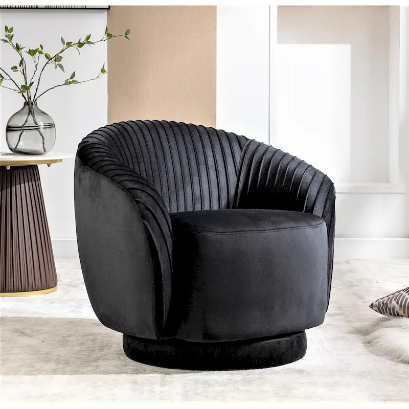 Petit fauteuil pivotant rond en velours Milvo