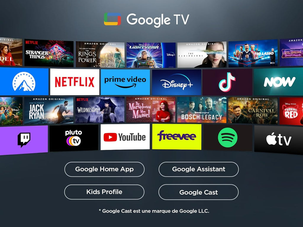 TCL 43V6C TV 43" 4K UHD Smart LED TV, 4K HDR, Google TV avec design sans bords (Dolby Audio, Motion Clarity, compatible avec Google Assistant et Alexa)