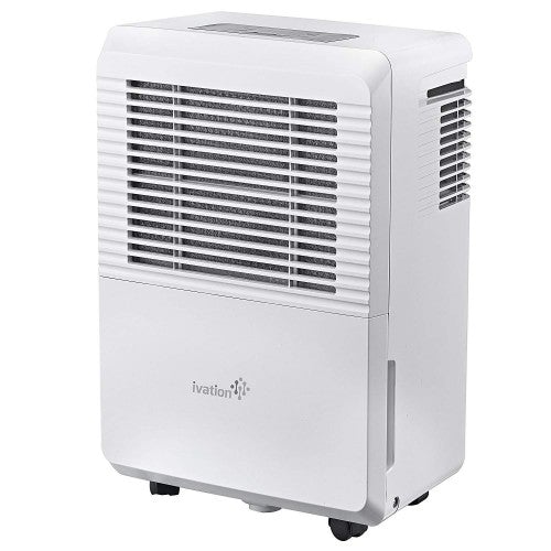 Deshumidificador Ivation de 70 pintas con certificación Energy Star y bomba (60 pintas según nuevo DOE) de gran capacidad, para espacios de hasta 4,500 pies cuadrados. Incluye humidistato programable, conector para manguera, apagado/reinicio automáti