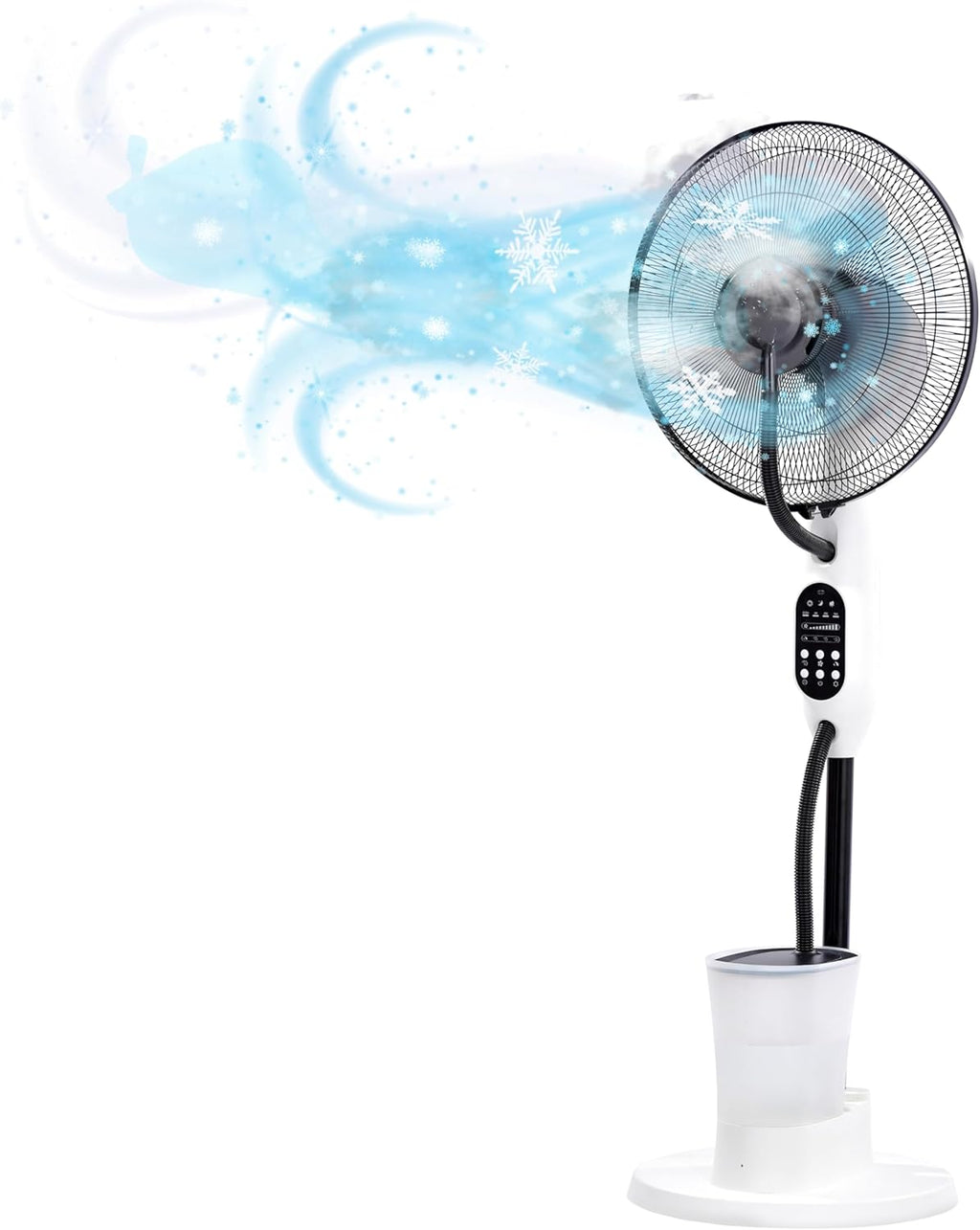 O'FRESH Ventilateur brumisateur sur Pied 125 cm – Puissant & Silencieux – Oscillation Automatique – 3 Vitesses – Intérieur – Idéal Maison, Bureaun Chambre - Rafraichit instantanémant