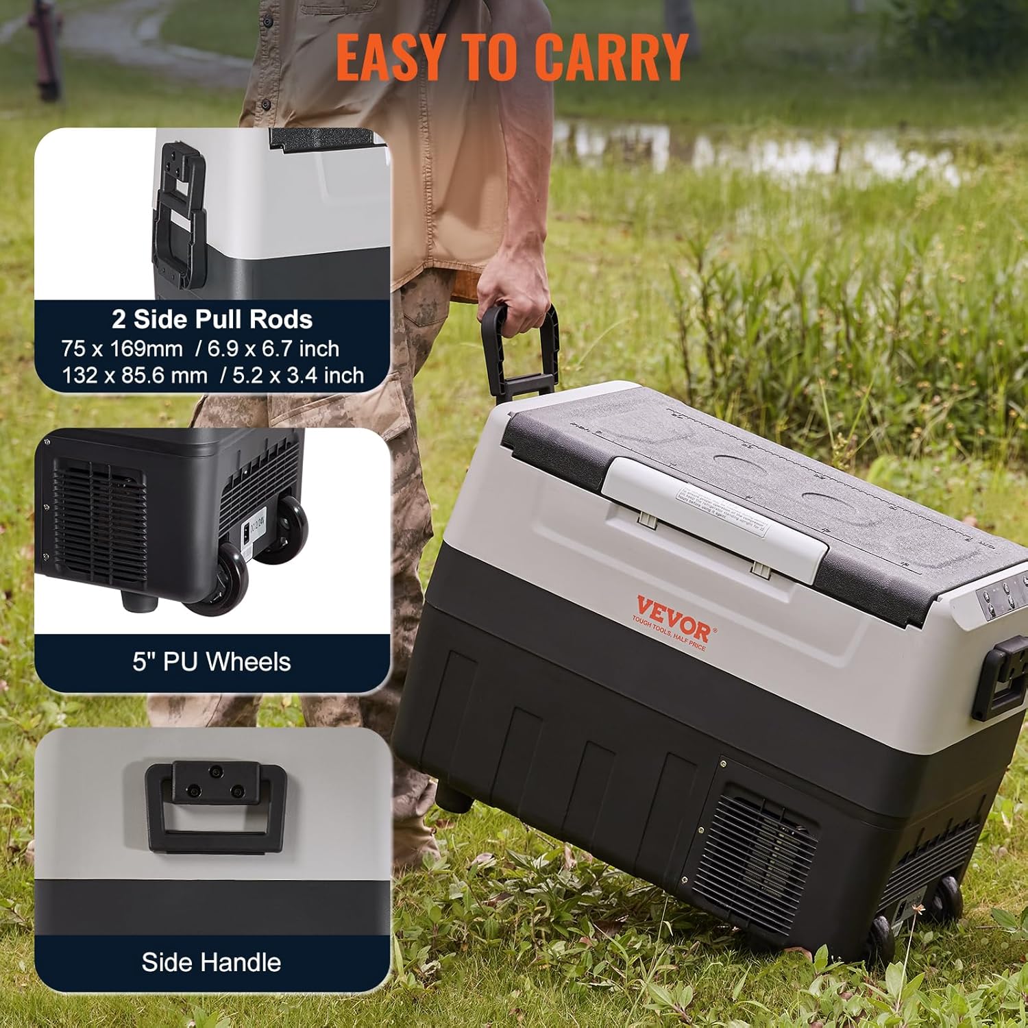 VEVOR Glacière Électrique Portable de 35 L Réfrigérateur de Voiture Portable 12/24 V CC 100-240 V CA Frigo Voiture Double Zone 0,6 kW.h -20 °C à 10 °C Réglable Congélateur pour Camion Bateau Camping