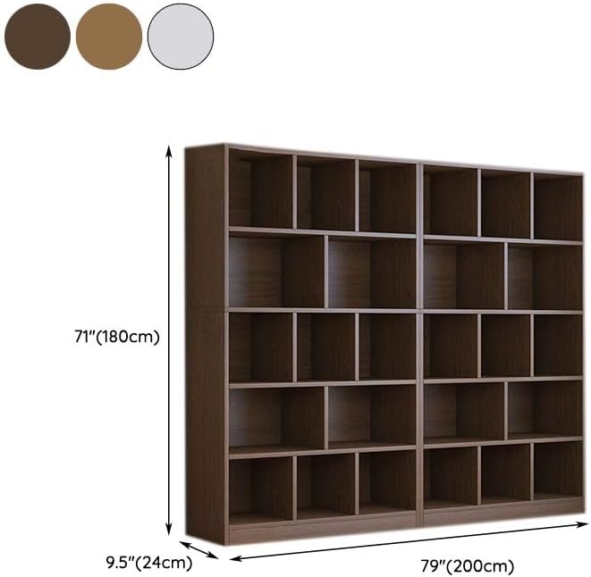Bibliothèque contemporaine Standard à Dos fermé en Bois, étagère de Bureau à 5 Niveaux, du Sol au Plafond, Meuble de Salon, Rangement de Chambre à Coucher, Multicouche, Naturel, 79" L x 9" W 71" H