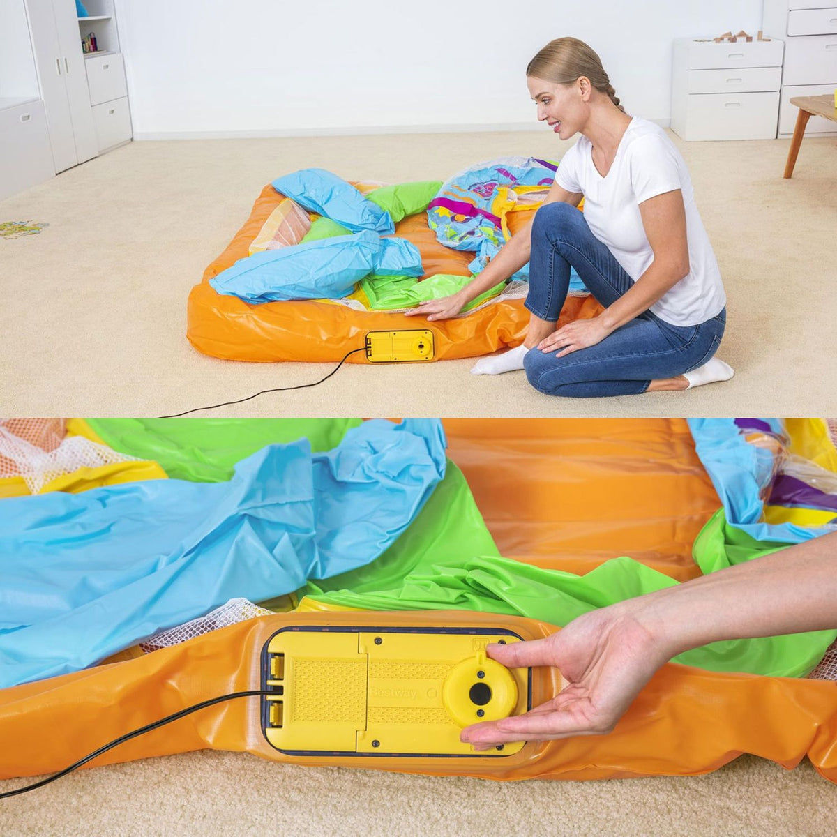 Castillo Hinchable Infantil Bestway Saltador 175x173x130 Cm +3 Años| Perímetro Con Red De Seguridad | Bomba Eléctrica Integrada| Peso Máx Usuario: 85 Kg