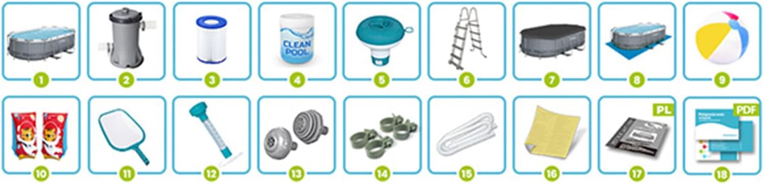 Bestway Power Steel 56088 Kit piscine avec pompe filtrante Gris ovale Bleu 427 x 250 x 100 cm