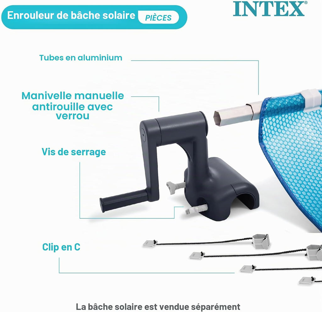 Intex Enrouleur bâche à Bulles pour Piscine rectangulaire de 2,74m à 4,88m