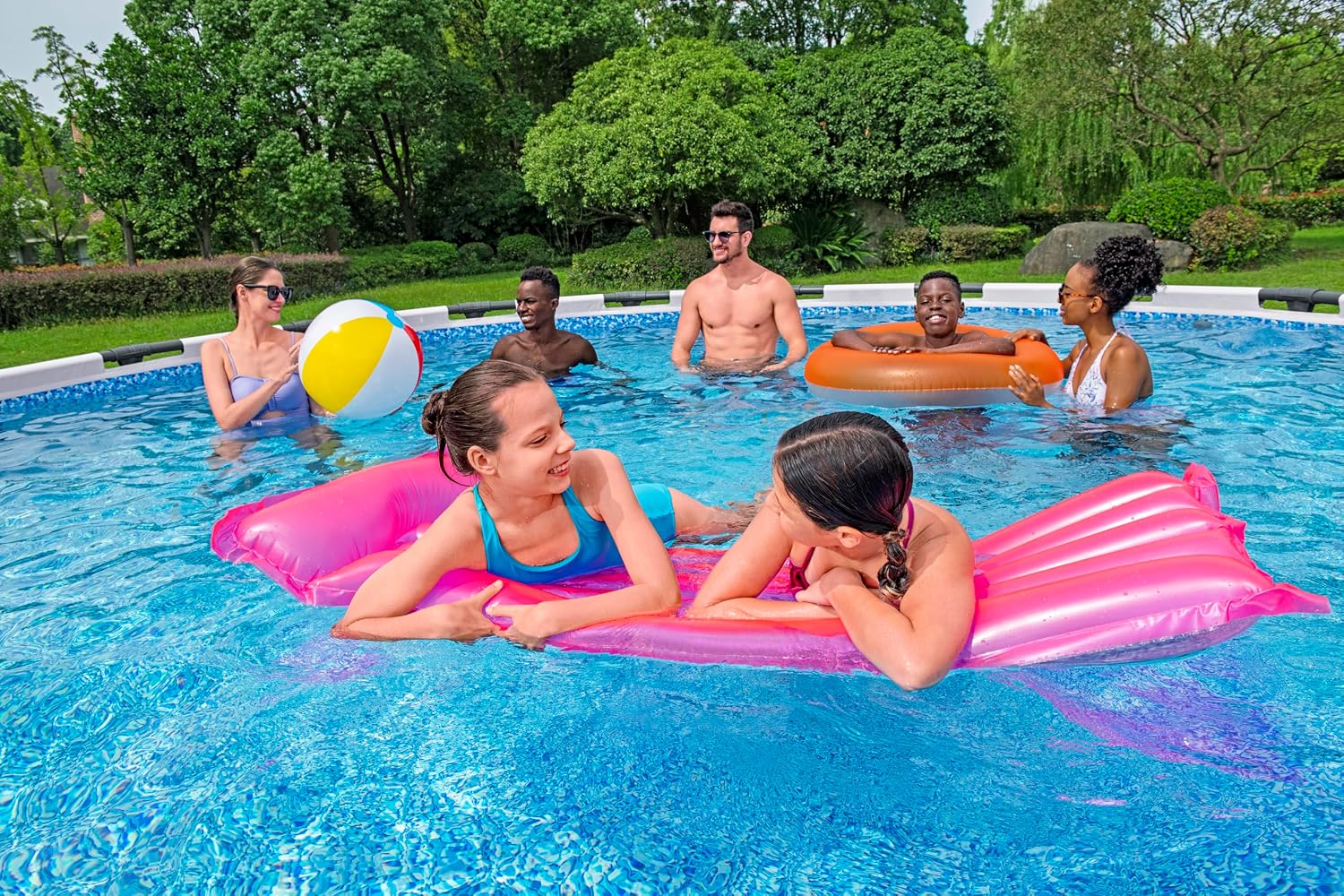 Bestway Steel Pro Max Frame Kit Piscine Ronde avec Pompe à Filtre Ø 366 x 76 cm Gris Clair