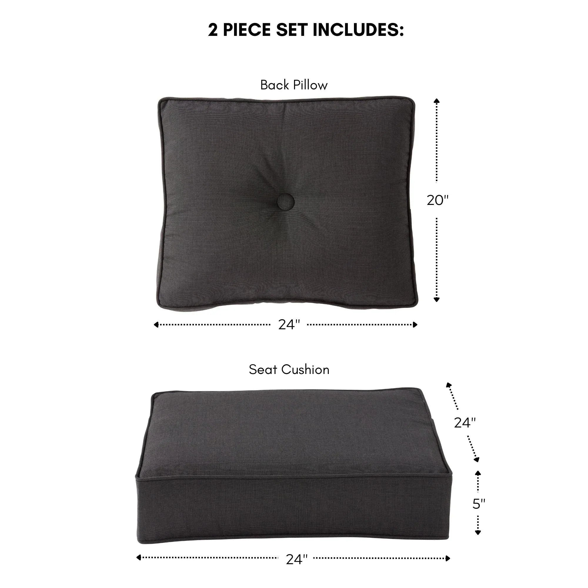 Ensemble de deux coussins d'extérieur haut de gamme Sunbrella pour assise profonde